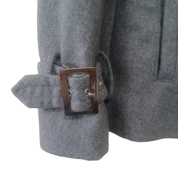 Express Grey Winter Wool button Pea  Coat Size Xs - Picture 3 of 9